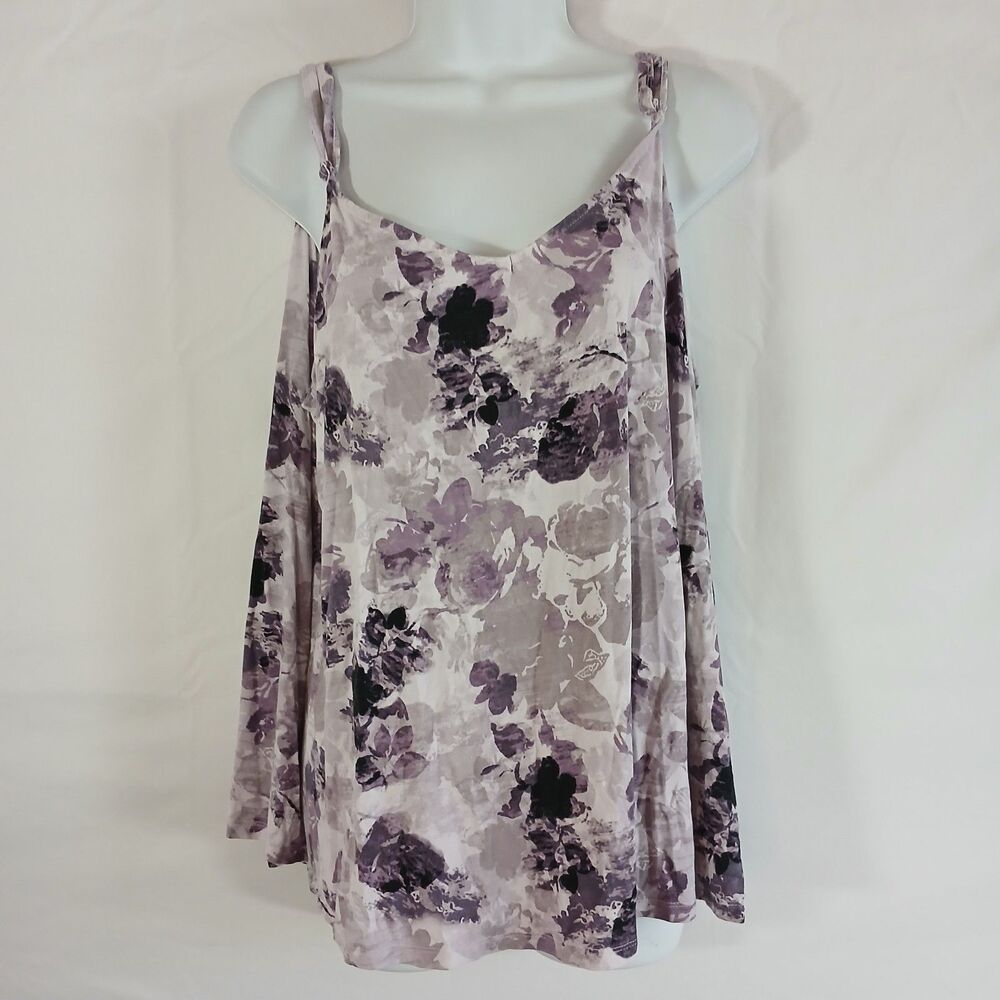Torrid Super Soft Knit tank v neck floral flowy Sz 2 casual beach summer travel